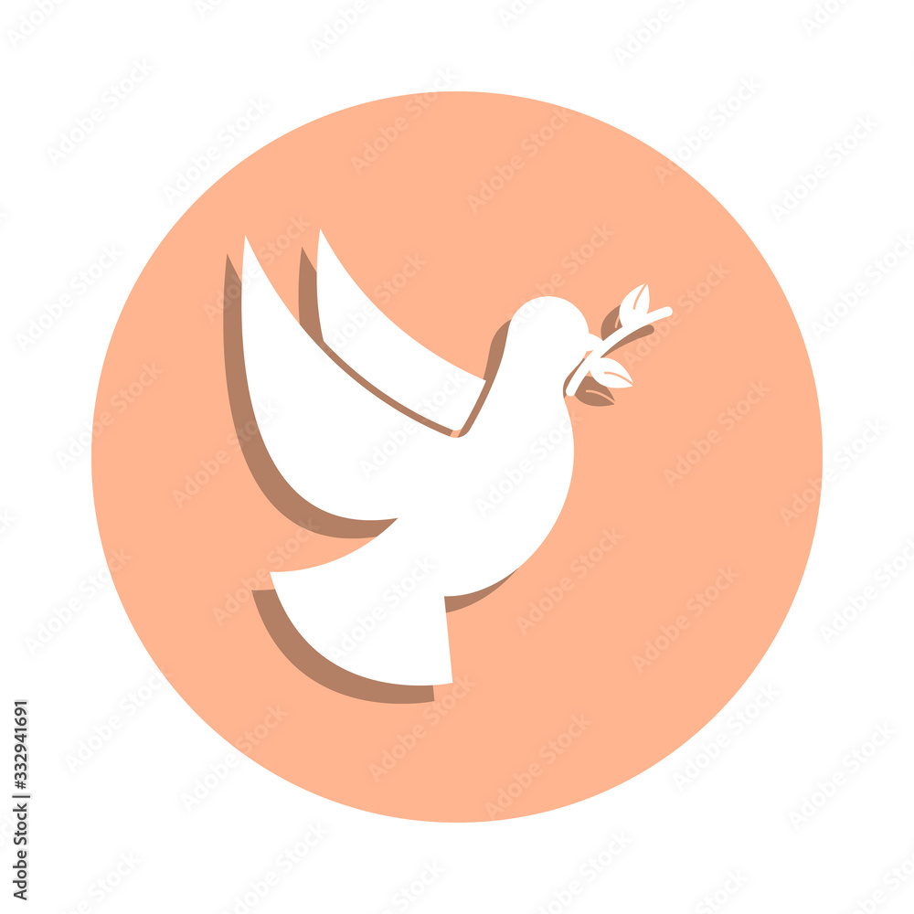 Dove, flower badge icon. Simple glyph, flat vector of peace and humanrights icons for ui and ux, website or mobile application Dove, flower badge icon. Simple glyph, flat vector of peace and humanrights icons for ui and ux, website or mobile application