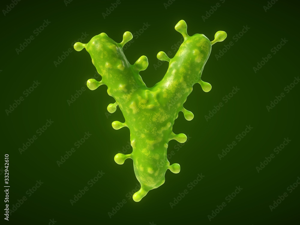 letter Y shaped virus or bacteria cell. 3D illustration, letter Y shaped virus or bacteria cell. 3D illustration,