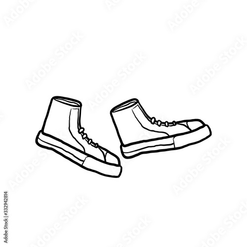 hand drawn doodle shoes illustration with cartoon style vector isolated
