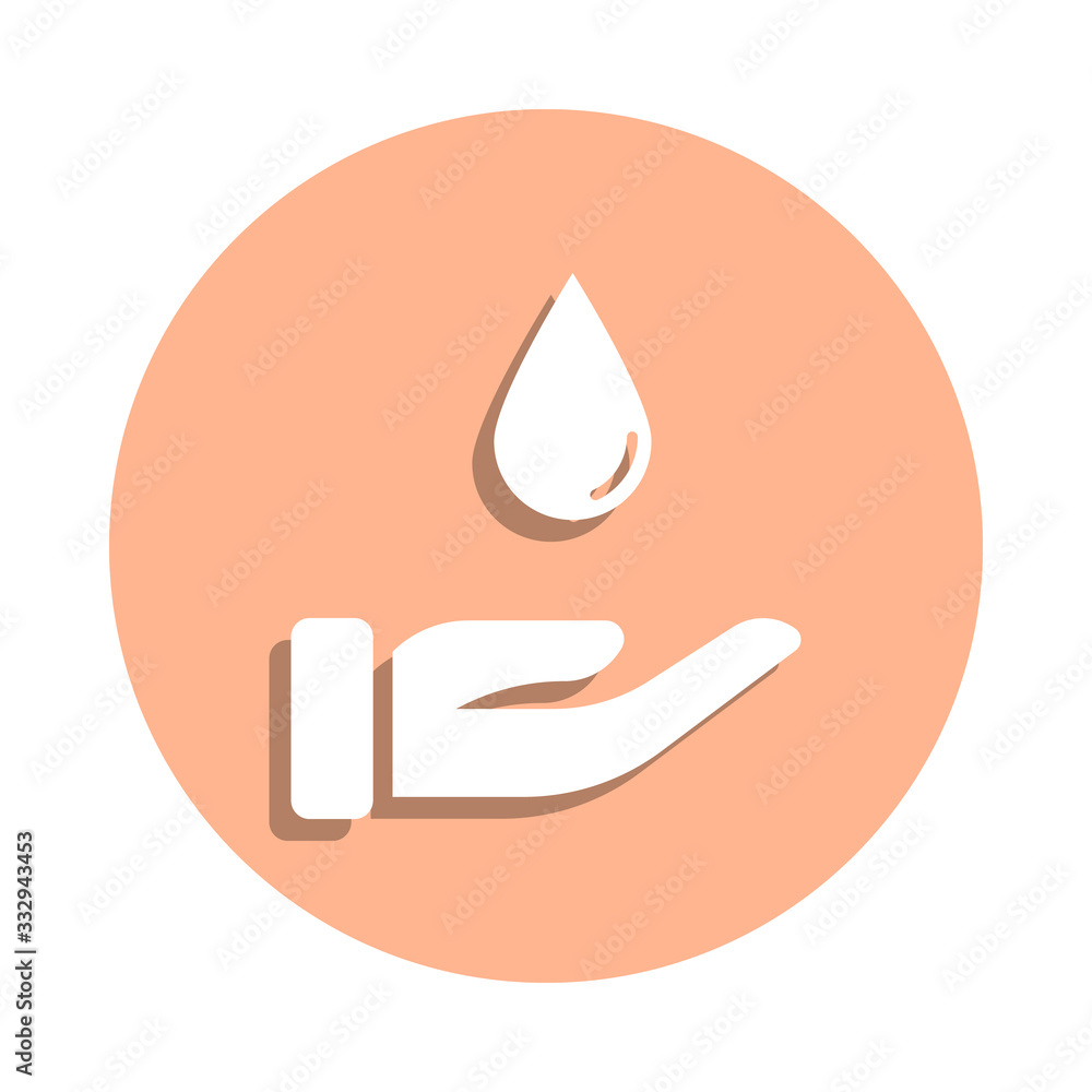 Hand, water, protect badge icon. Simple glyph, flat vector of ecology icons for ui and ux, website or mobile application Hand, water, protect badge icon. Simple glyph, flat vector of ecology icons for ui and ux, website or mobile application