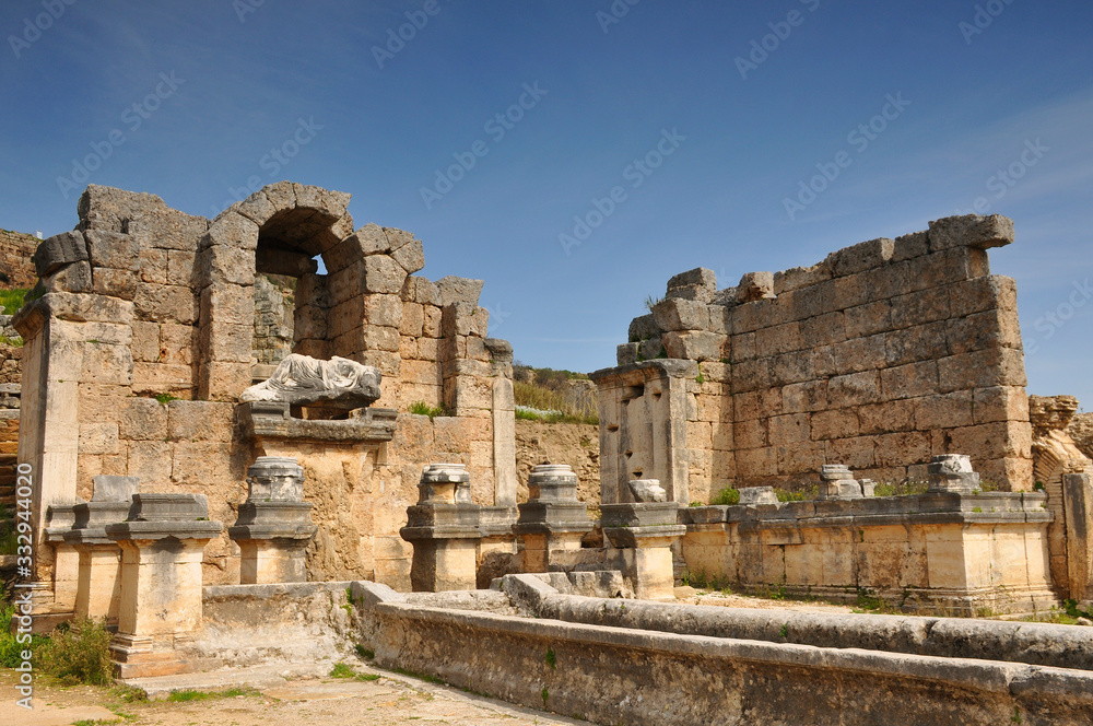Ruins of an ancient Byzantine city . Travel, history, archaeology