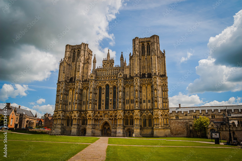 Old cathedral of Wells in Somerset, South England
