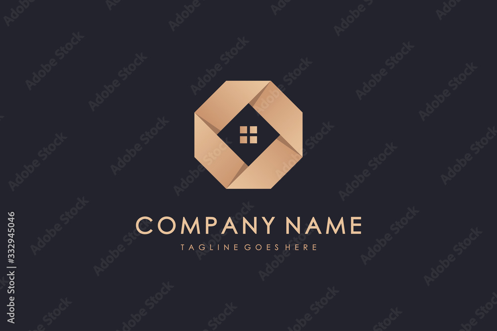 Gold Geometric Origami Abstract House Logo. Usable for Business, Real Estate, Architecture, Construction and Building Logos. Flat Vector Logo Design Template Element. Gold Geometric Origami Abstract House Logo. Usable for Business, Real Estate, Architecture, Construction and Building Logos. Flat Vector Logo Design Template Element.