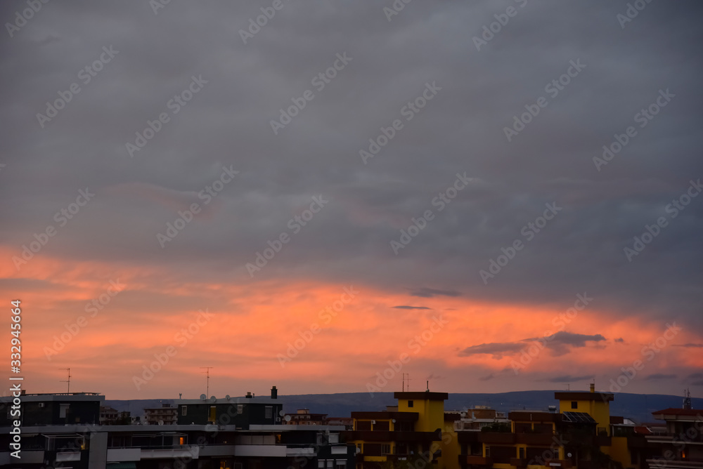Fototapeta premium Orange Cloudy Sky at Sunset