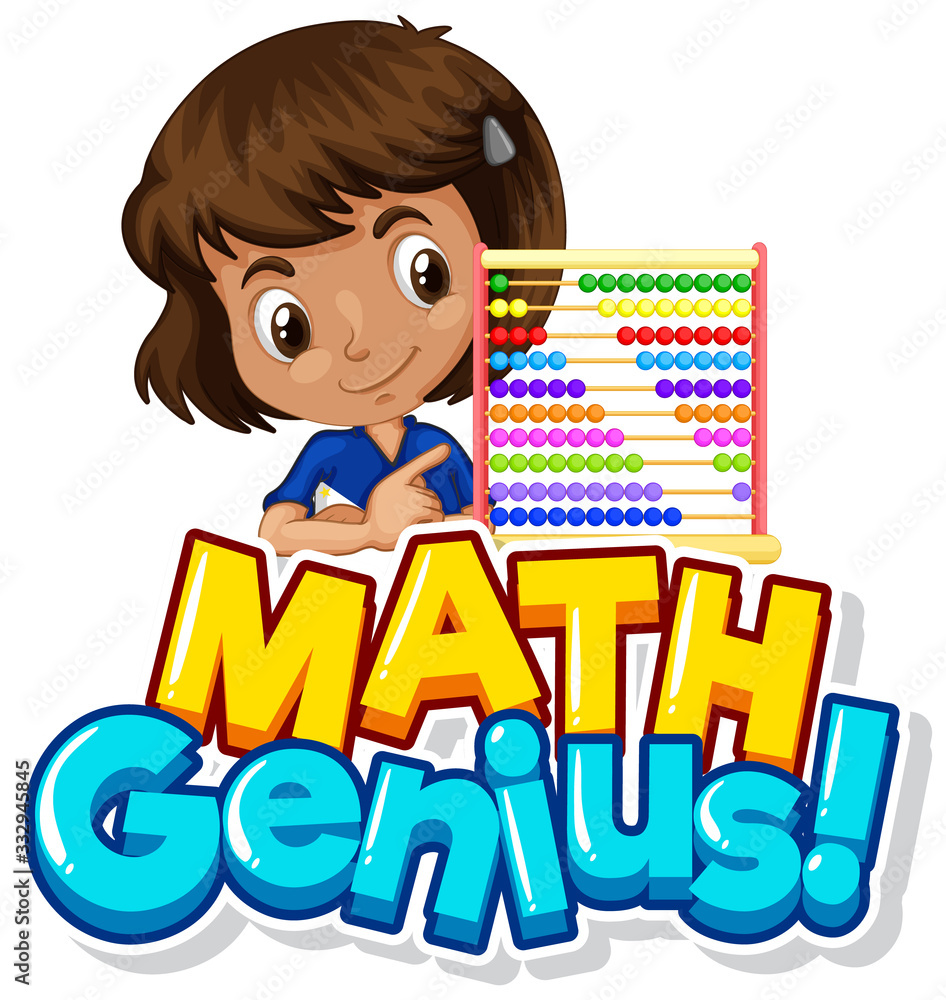 Font design for math genius with girl and counting beads Font design for math genius with girl and counting beads