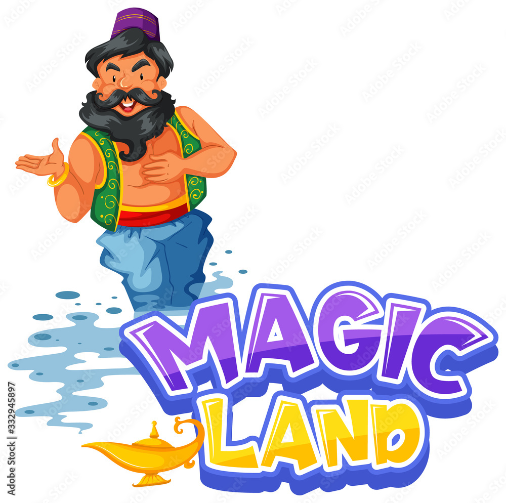 Font design for word magic land with giant from the lamp Font design for word magic land with giant from the lamp