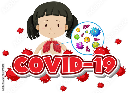 Covid 19 sign template with girl and bad lungs