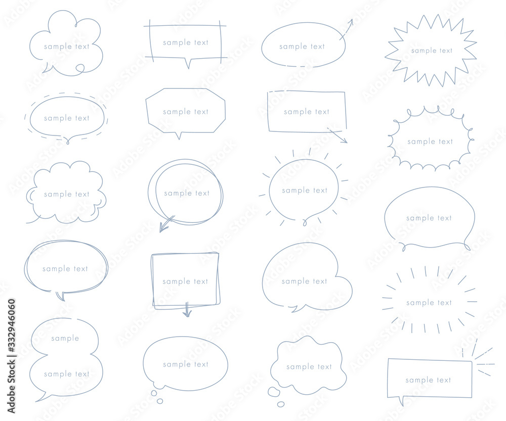 Fototapeta premium シンプルでおしゃれな吹き出し、ブルー、くすみ