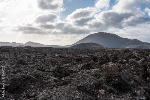 Volcanic landscape of Timanfaya National Park on island Lanzarote