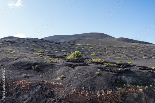 Volcanic landscape of Timanfaya National Park on island Lanzarote