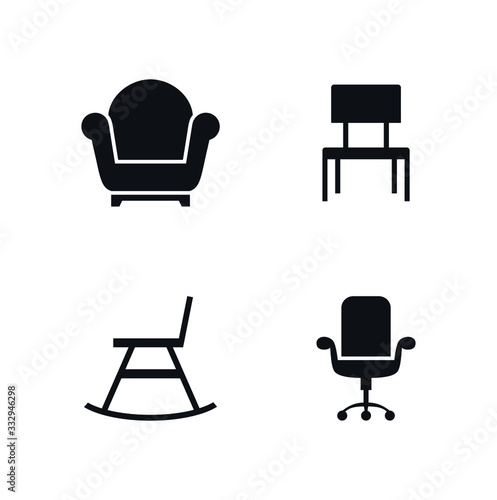 Set of isolated icon simple chair vector. household furniture design illustration