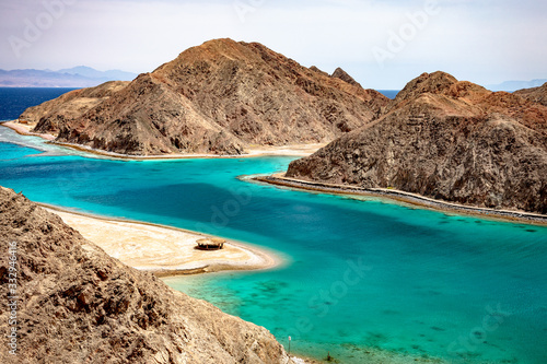 Scenic view of the Fjord Bay in Aqaba Gulf, Taba, Egypt. photo