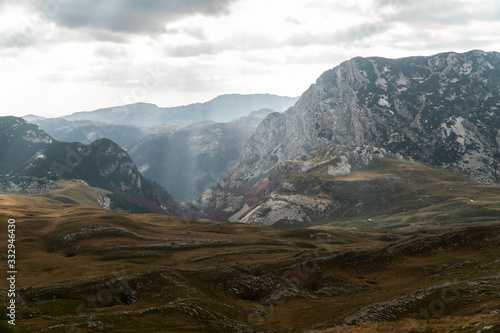 Breathtaking landscape of mountain ranges. Majestic stone hills. Background