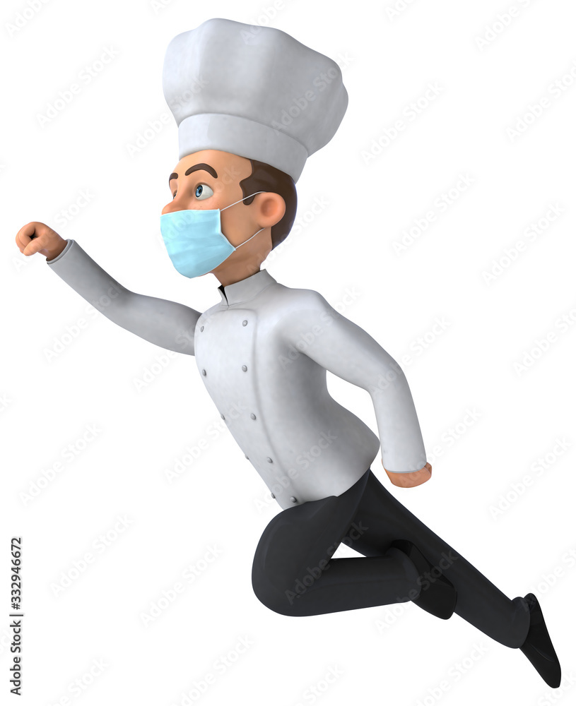 3D illustration of a cartoon character with a mask 3D illustration of a cartoon character with a mask
