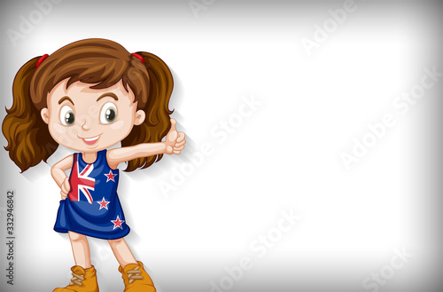 Background template with plain color wall and happy girl