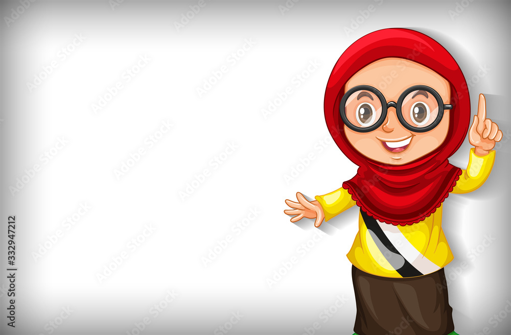 Background template with plain color wall and happy girl Background template with plain color wall and happy girl