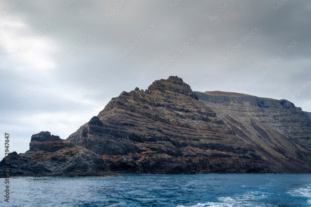 view of el muro cliff from the boat in canary islands