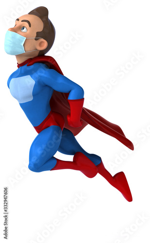 3D illustration of a cartoon character with a mask