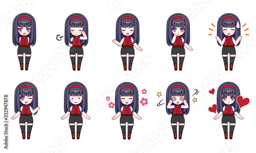 Girls character illustration set