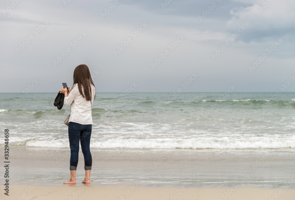 Young girl on the China Beach Danang in Vietnam