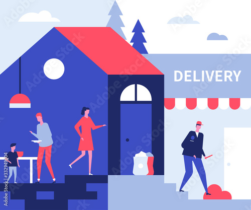 Food delivery service - flat design style illustration