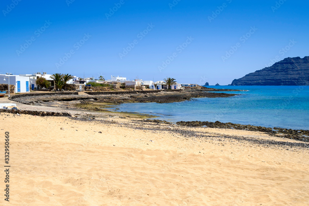 View of caleta de sebo coastline in la graciosa, canary islands