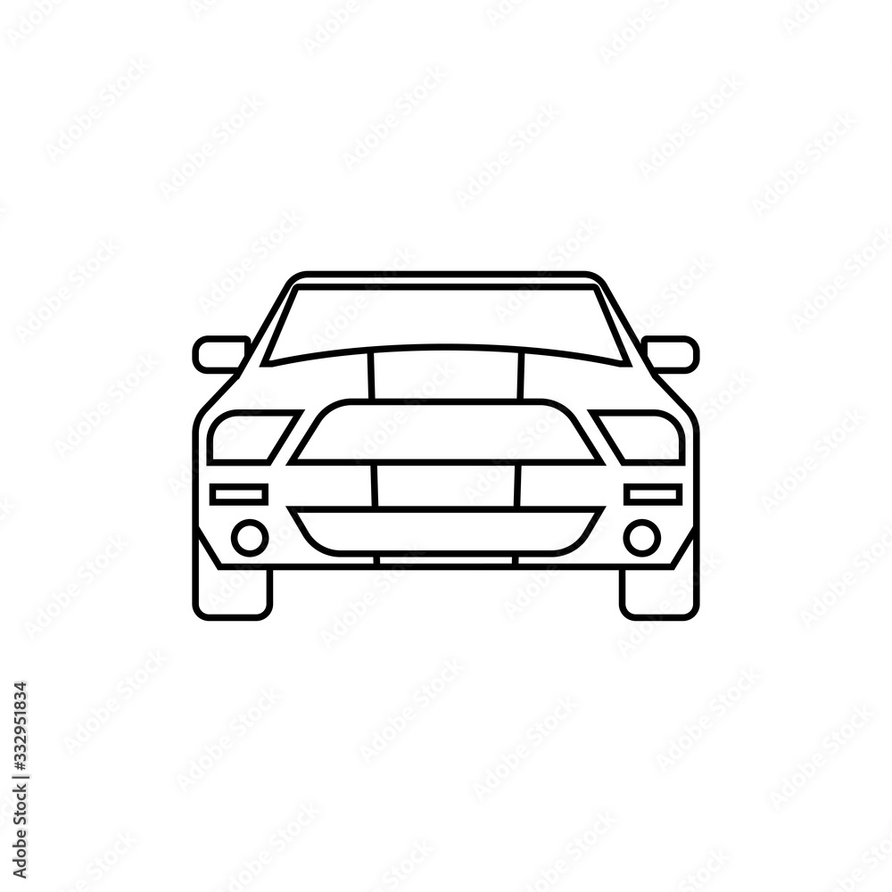 thin line icons for black car front,vector illustrations
