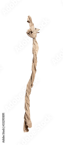 Improvised paper rope with knot on the one end. Concept - the chance to save life