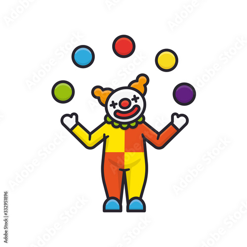 Juggling clown isolated vector illustration