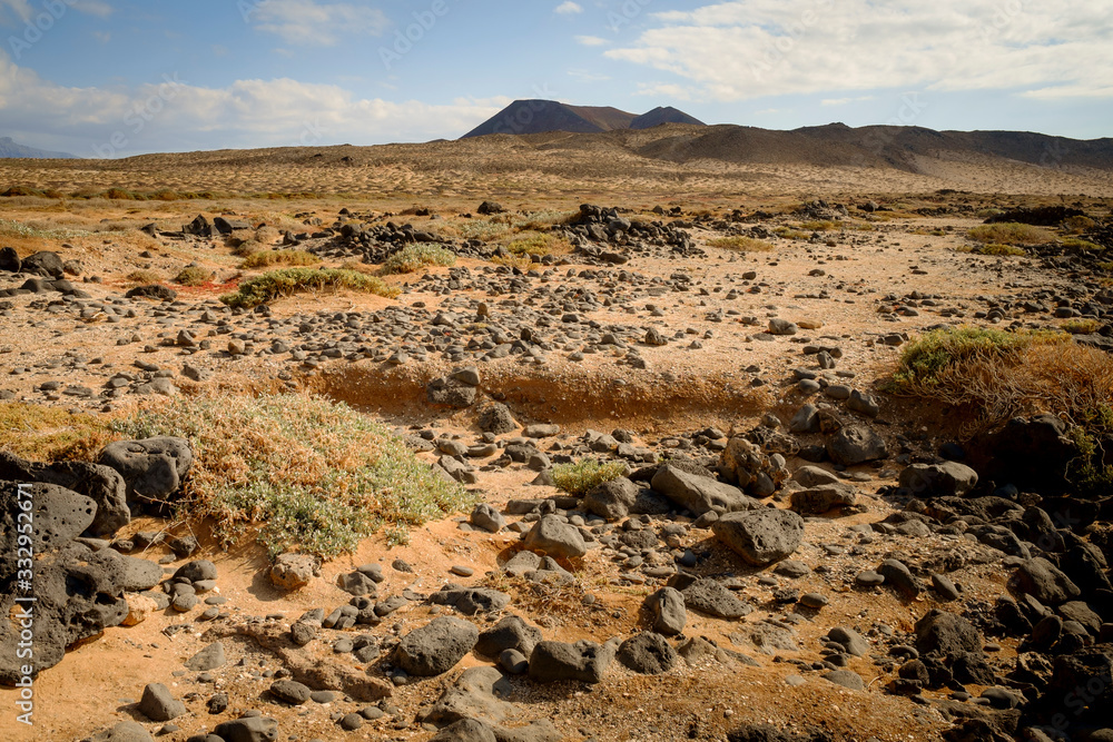 arid landscape in la graciosa, canary islands, spain