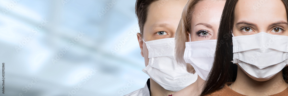 Stop coronavirus infection. The man and womans in the mask. Stop coronavirus infection. The man and womans in the mask.