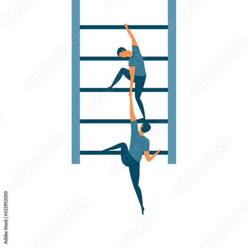 People moving up the corporate ladder. Helping each other on the career ladder. Business concept for being a teacher, leader or supervisor. Great for help, support and teamwork. 