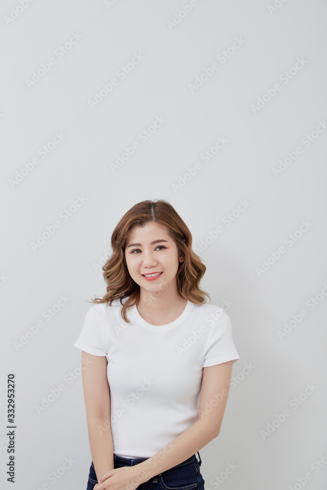Asain girl. A White T-Shirt with jeans Asain girl. A White T-Shirt with jeans