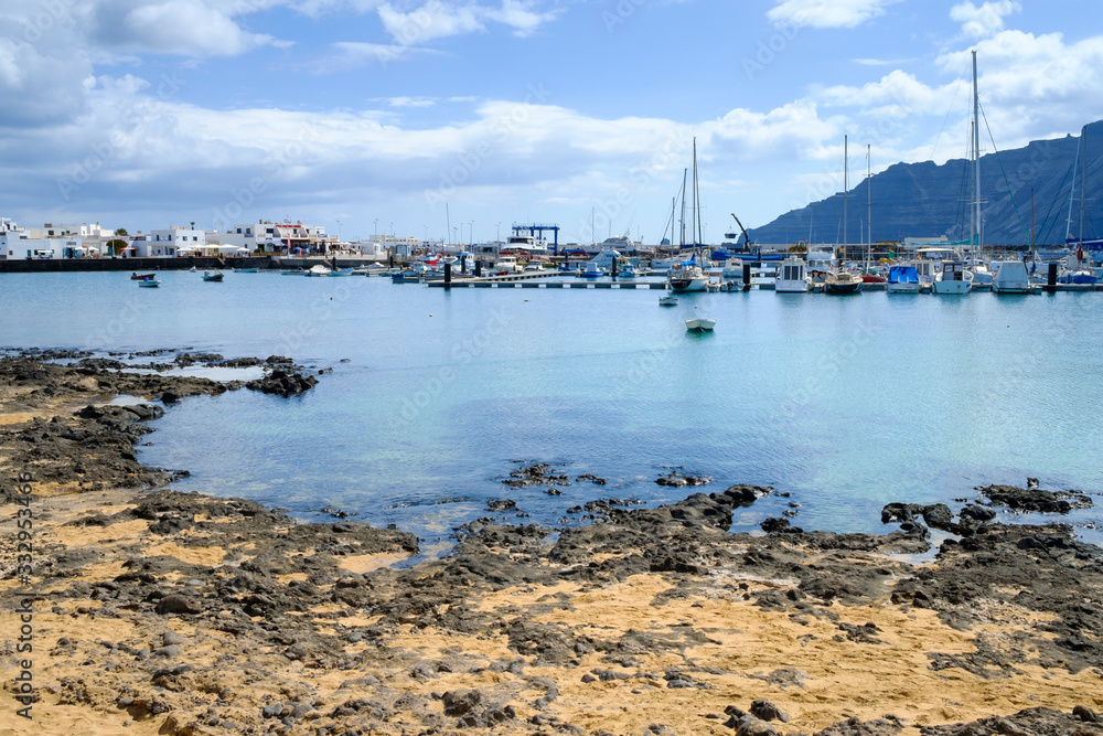 view of caleto de sebo village, la graciosa, canary islands view of caleto de sebo village, la graciosa, canary islands