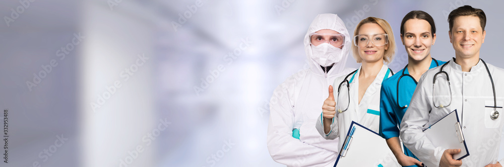 Doctors men and women blue hospital l background. Doctors men and women blue hospital l background.