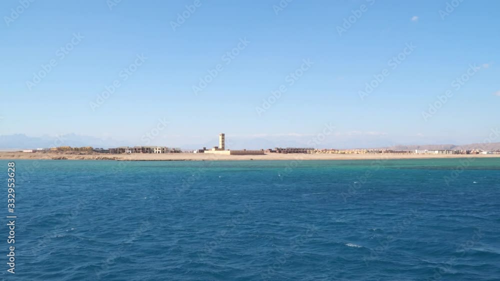 The coast of the Red Sea in Egypt. View from a floating boat The coast of the Red Sea in Egypt. View from a floating boat