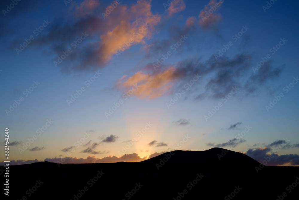 mountain silhouette in la graciosa, canary islands