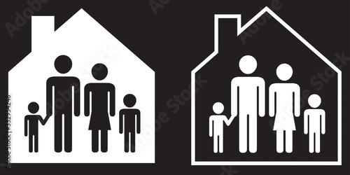 SYMBOLE FAMILLE À L'INTÉRIEUR D'UNE MAISON