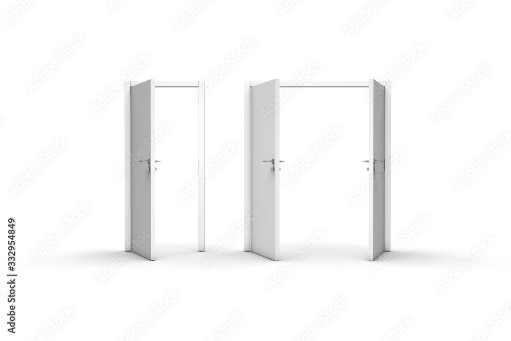 3D Rendering Room Concept Door on White in Row 3D Rendering Room Concept Door on White in Row