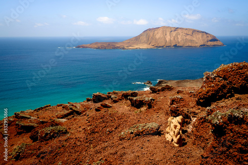 view of the montaña clara island from the top of the volcano in canary islands