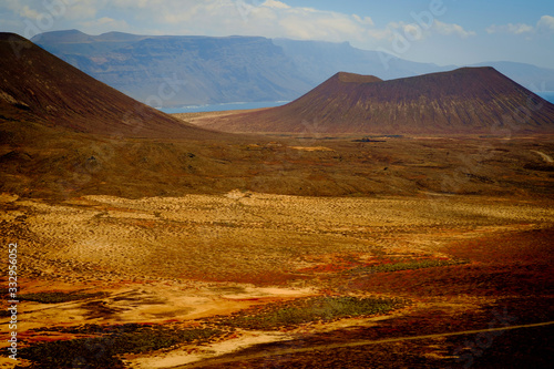 wide view landscape from the top of the montaña bermeja volcano in canary islands