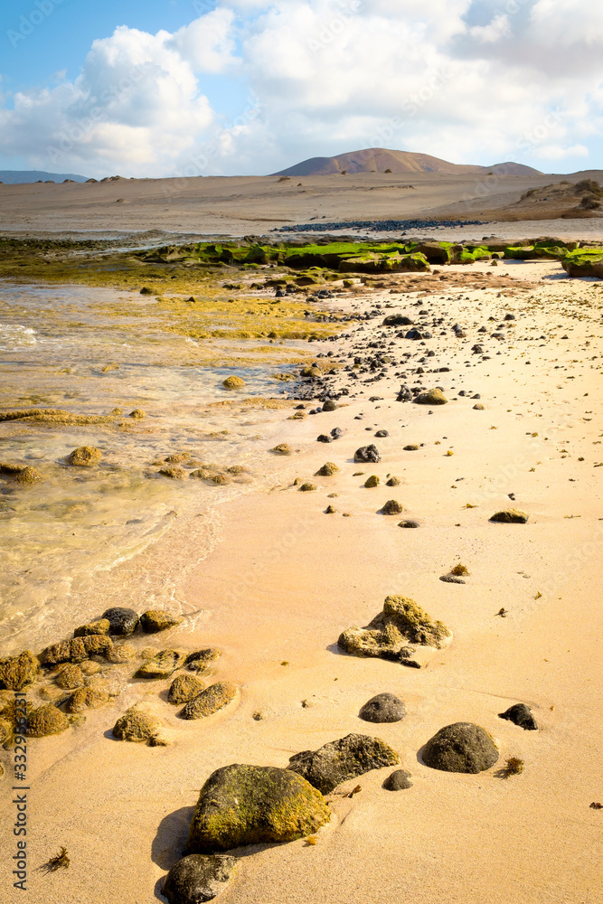 Obraz premium view of playa lambra in la graciosa, canary islands, spain