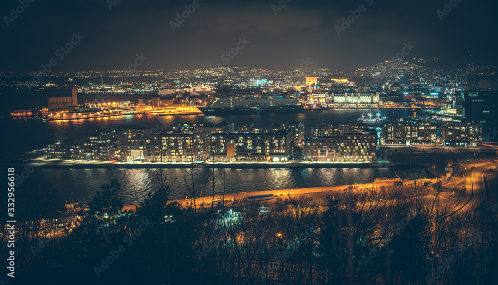 Fototapeta premium Nocny widok na centrum Oslo