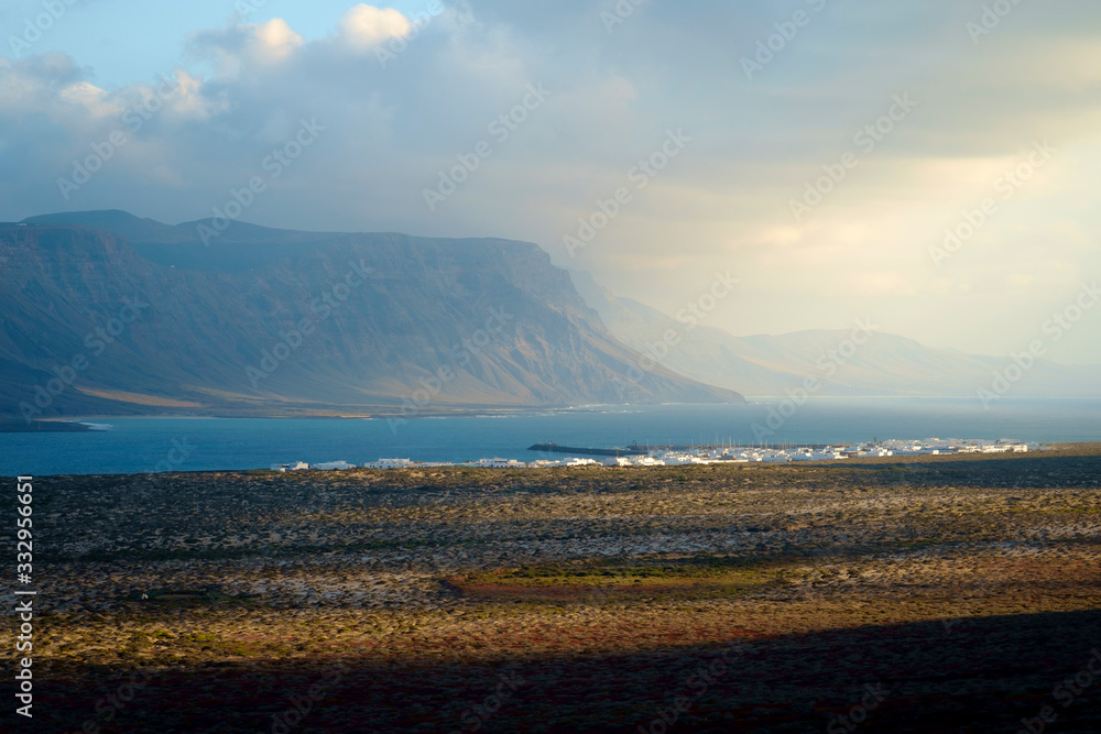 panoramic view of caleta de sebo in la graciosa, canary islands, spain