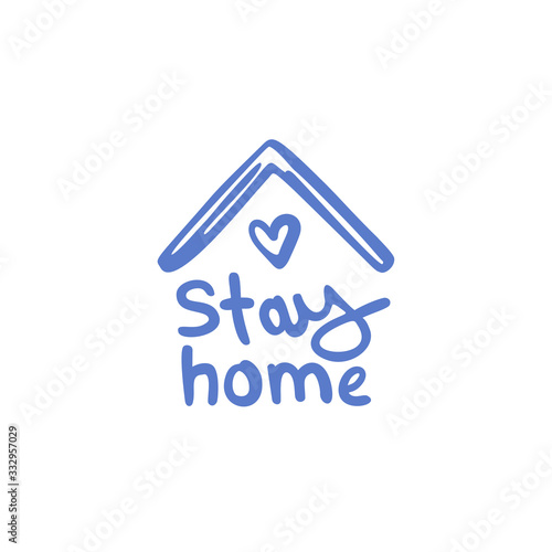 Cute Stay Home Icon for Coronavirus Prevention - Hand Drawn
