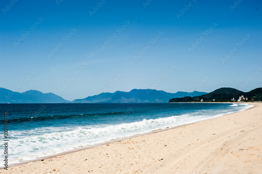 amazing lonely beach landscape view with a blue sky in a sunny day