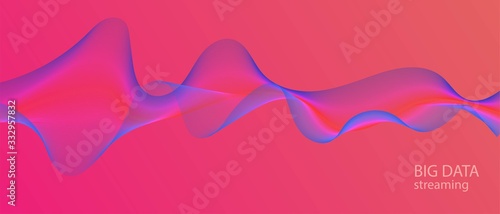 Big Data Stream Futuristic Vector Equalizer. Pink Blue Purple Matrix Geometric Banner. 