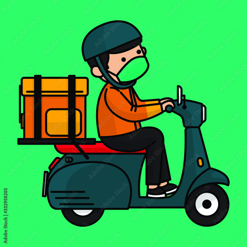 delivery man. driver. biker. Delivery Staff flat icon design. illustrator.