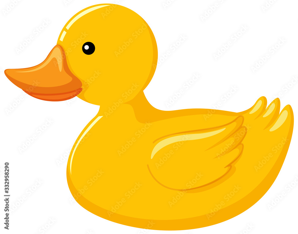One yellow rubber duck on white background One yellow rubber duck on white background