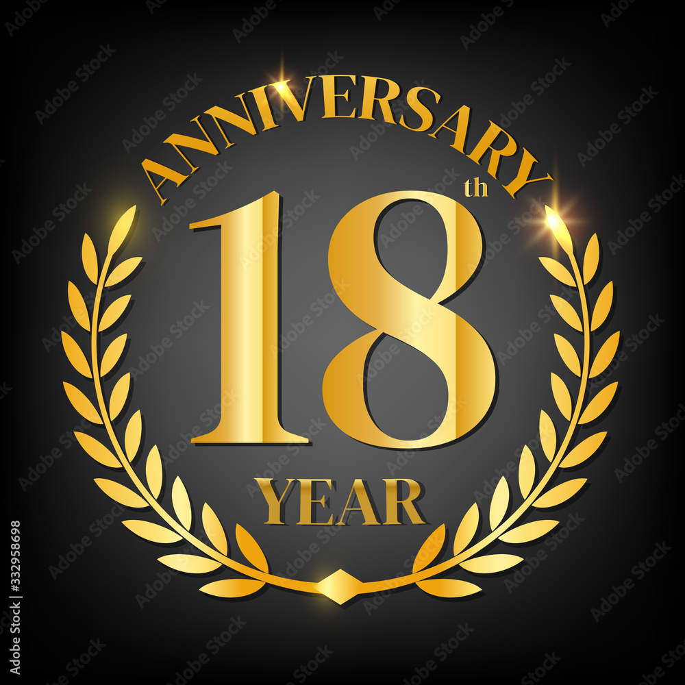 Naklejka premium 18th golden anniversary logo